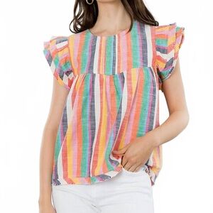THML 100% Cotton Colorful Striped Top